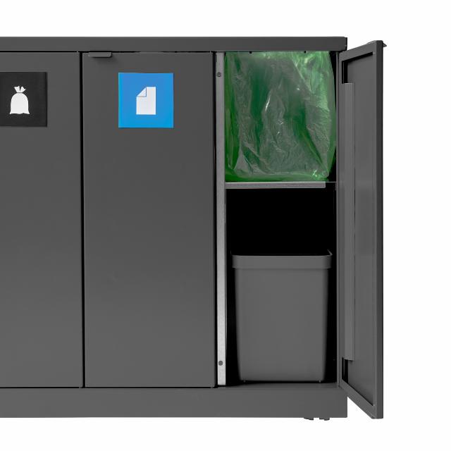 Bica Model 868 Waste sorting 3x65 ltr. Open inputs Anthracite