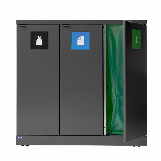 Bica Model 868 Waste sorting 3x65 ltr. Open inputs Anthracite