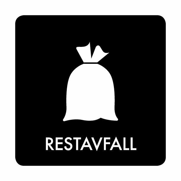 Piktogram Restavfall 10x10 cm Selvklæbende Sort